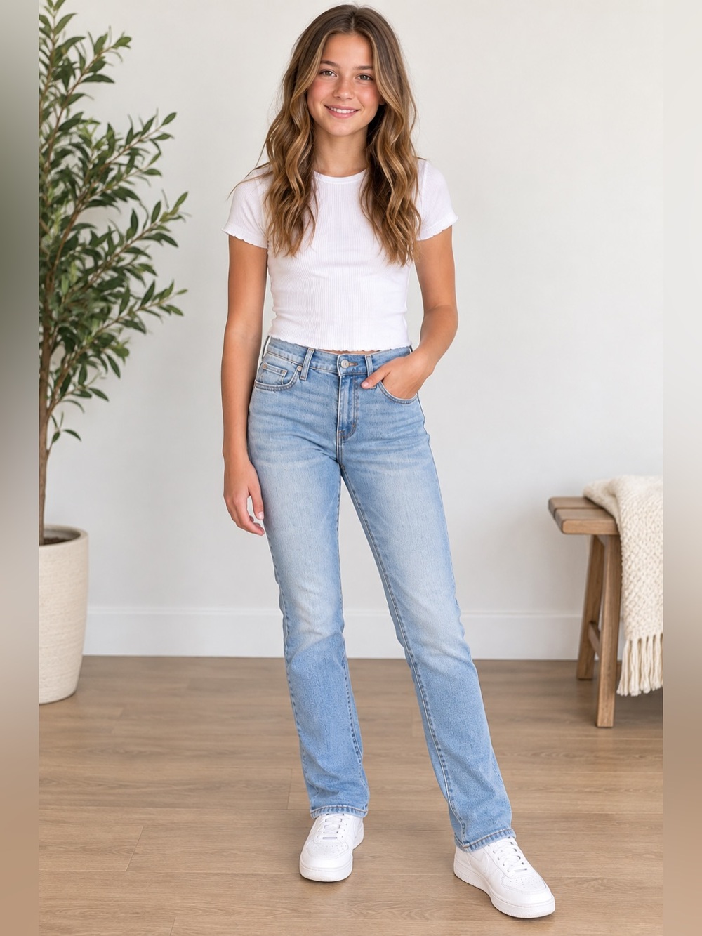 NWT Crewcuts Girls Size 14 Slim Light Wash Jeans